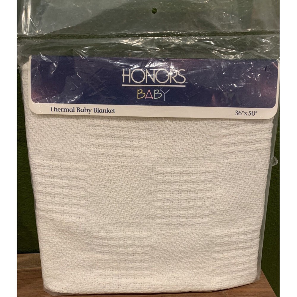 Vintage Honors Baby Thermal Woven Security 1994 USA Baby Blanket 36” X 50” Lovey